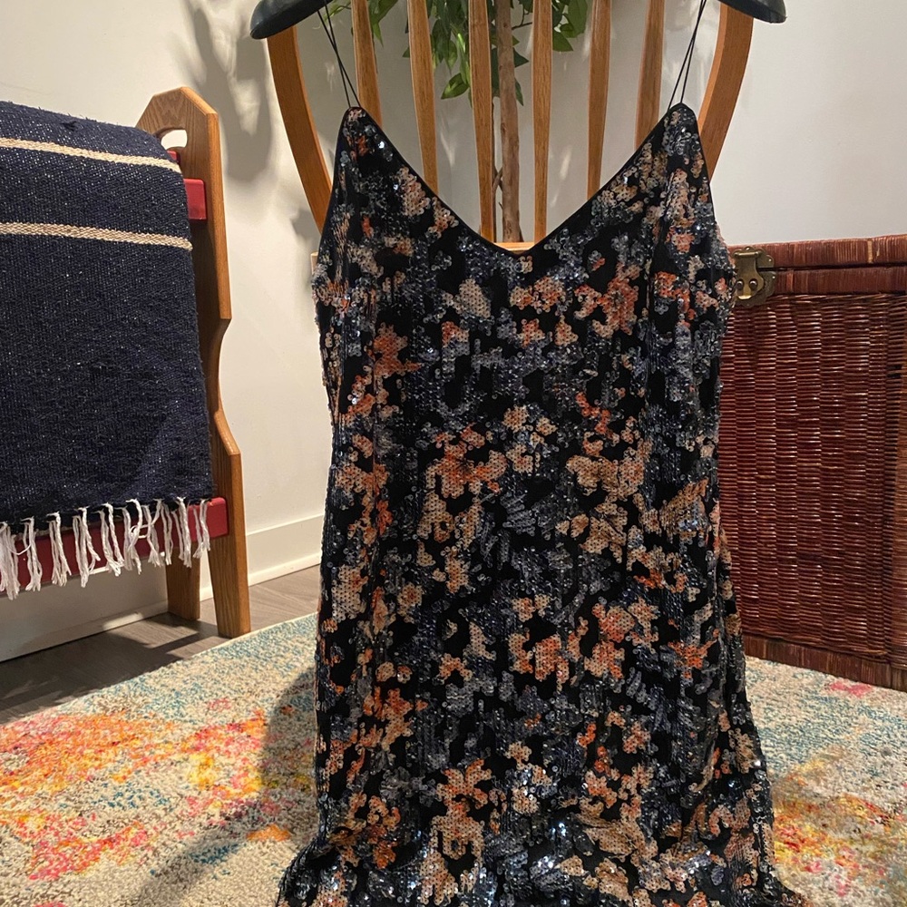 Floral Sequin Slip Dress